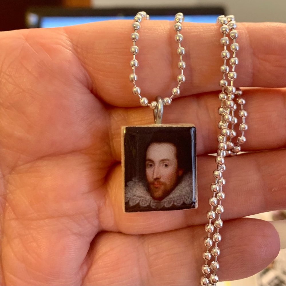 (2/$12,4/$20)William Shakespeare Scrabble Necklace